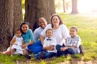 Family portrait in japanese garden